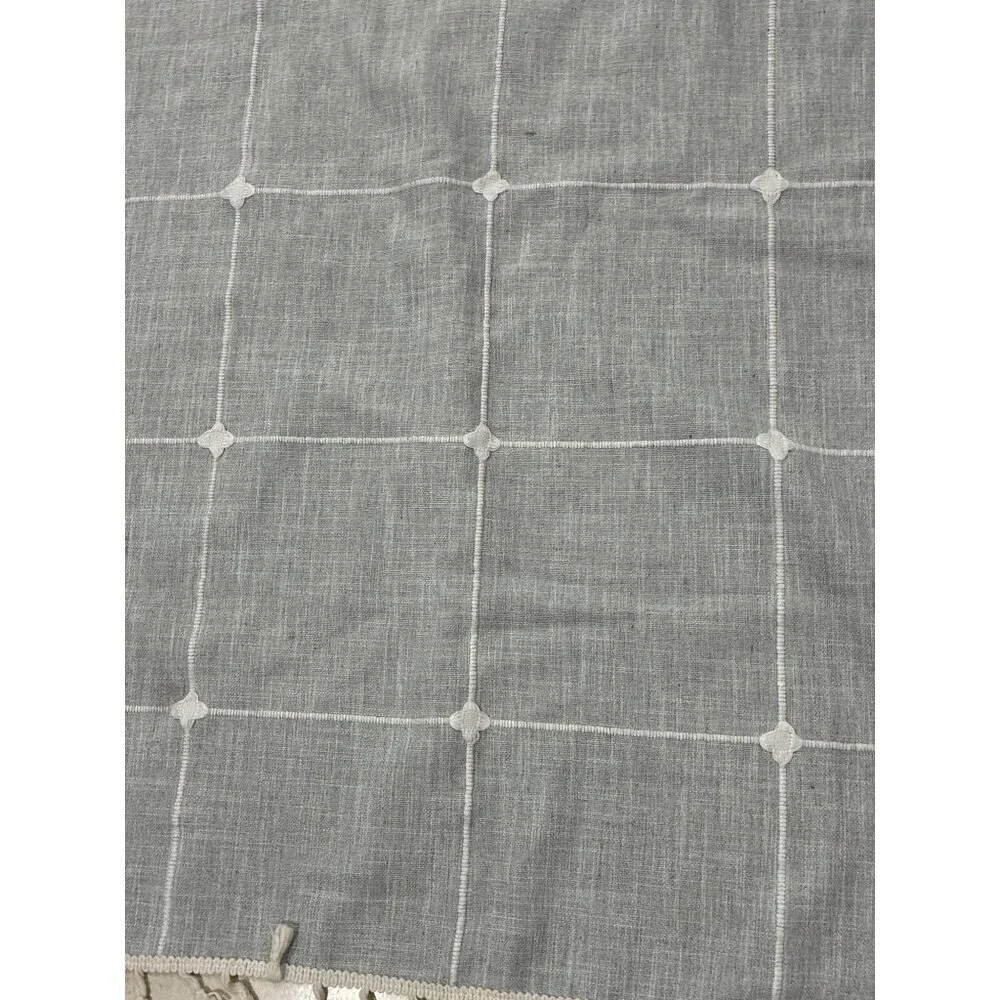 Tablecloth set grey and white patterned or throw blanket rectangular tassels